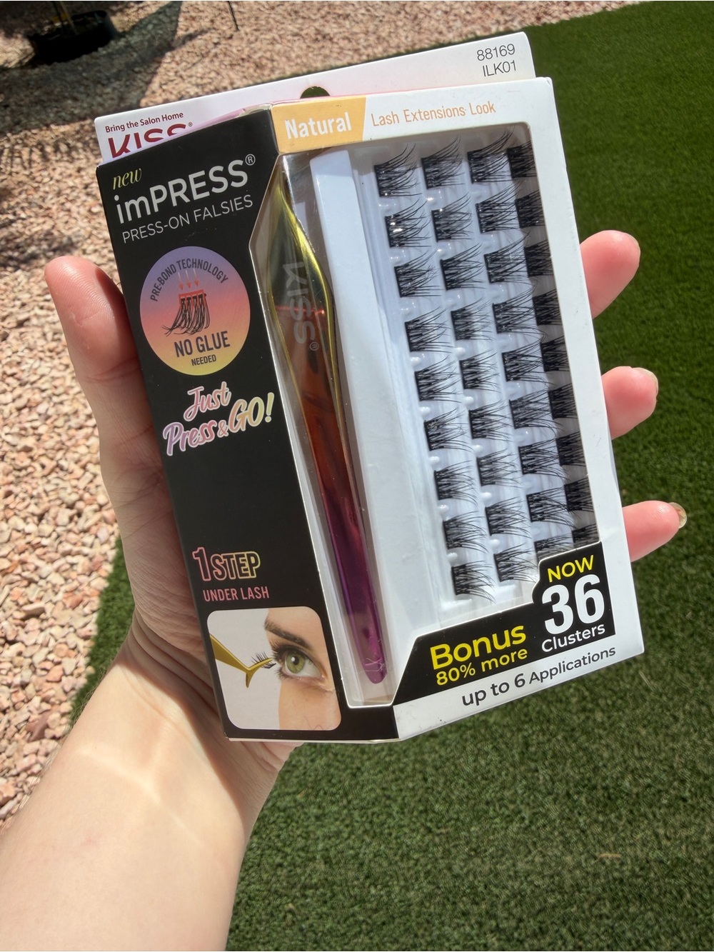 Kiss imPress Press-On Falsies No-Glue Eyelash Kit- Natural Style (36 Clusters)